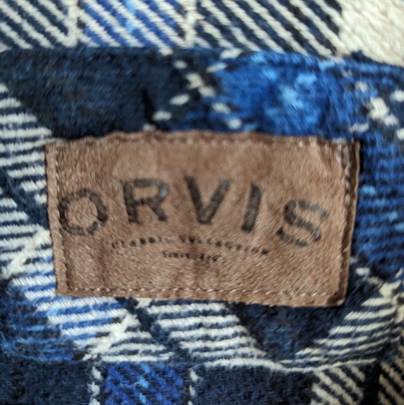 ORVIS Heavy Weight Flannel Shirt Men's Hand Pockets Long Sleeve in Blue Size L - Picture 11 of 14